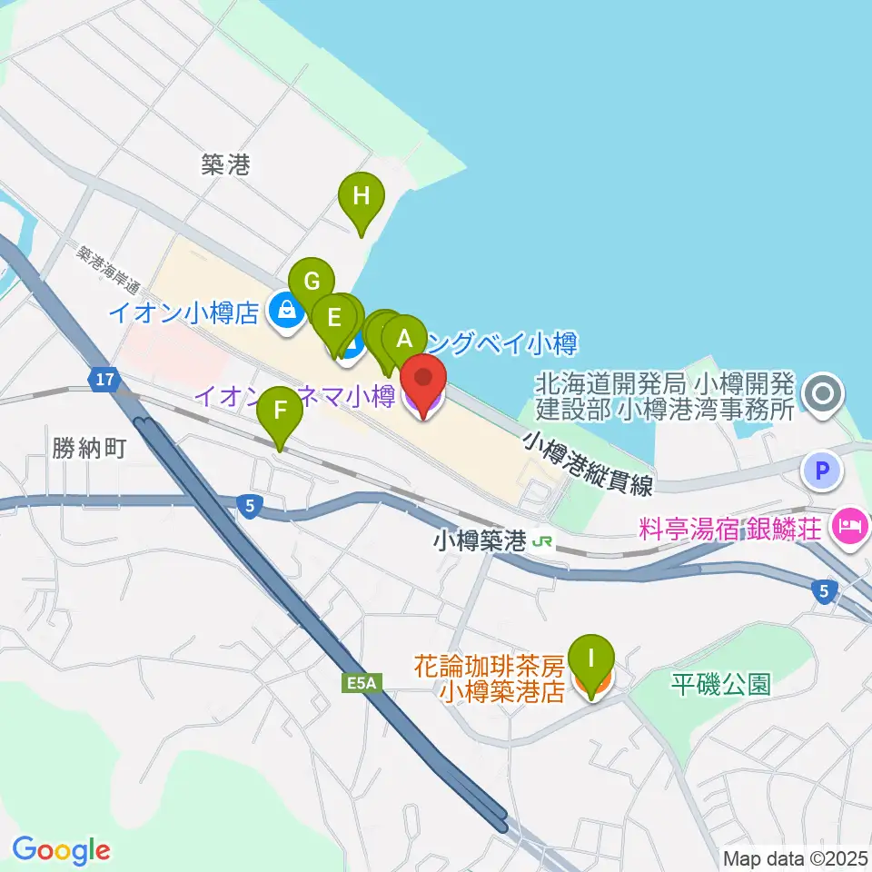 イオンシネマ小樽周辺のカフェ一覧地図