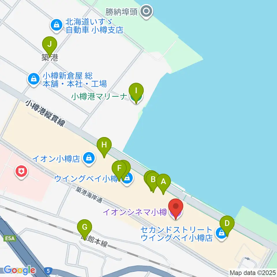 イオンシネマ小樽周辺のカフェ一覧地図