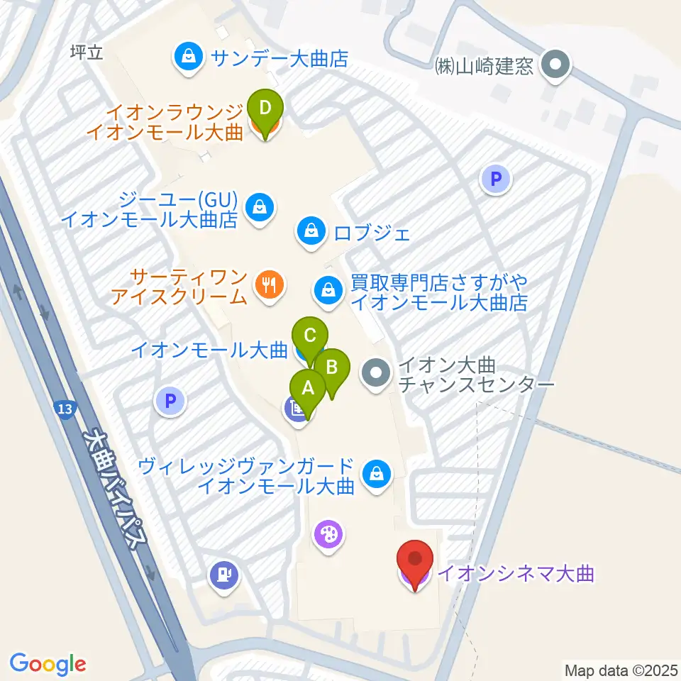 イオンシネマ大曲周辺のカフェ一覧地図