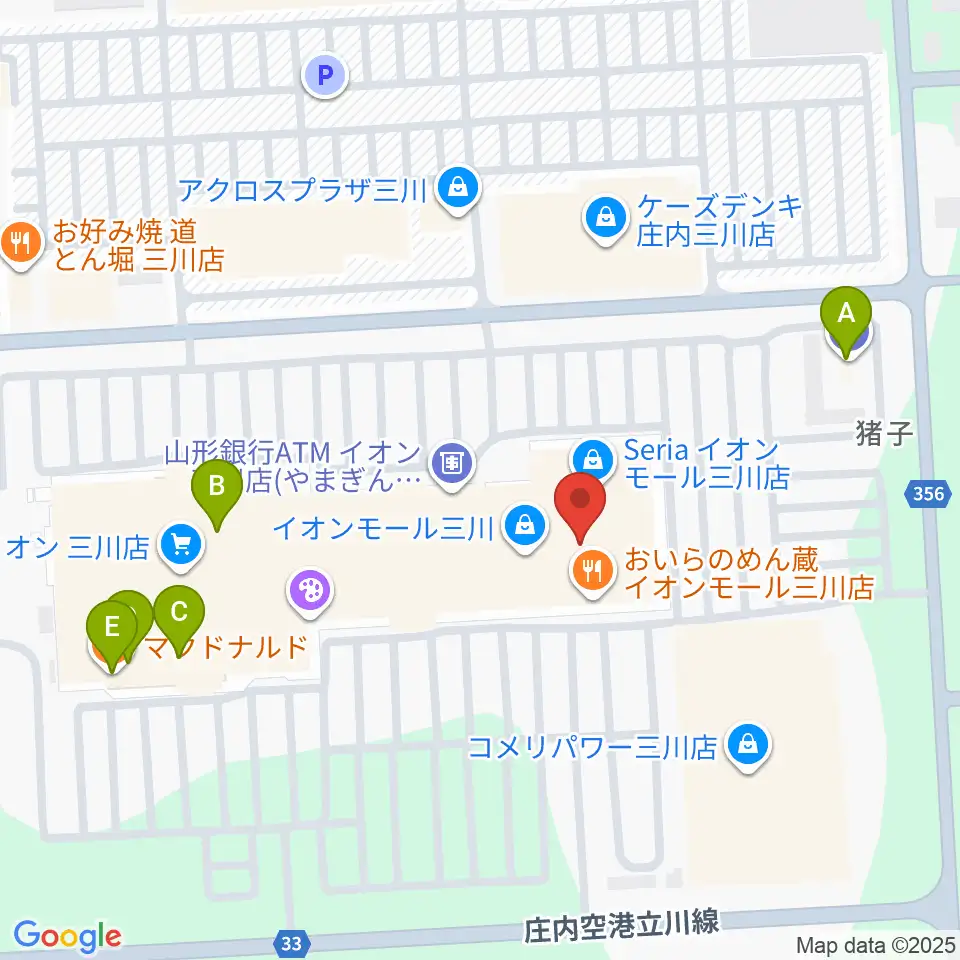 イオンシネマ三川周辺のカフェ一覧地図
