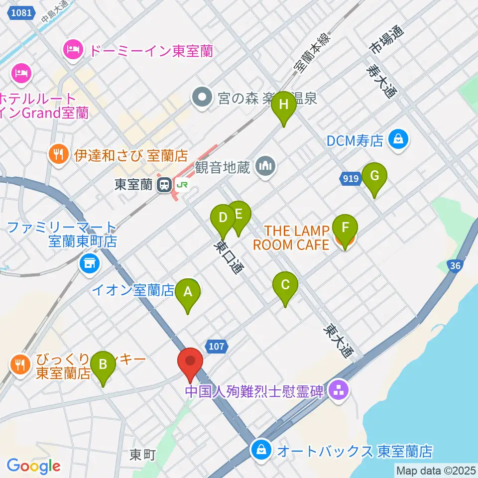 ディノスシネマズ室蘭周辺のカフェ一覧地図
