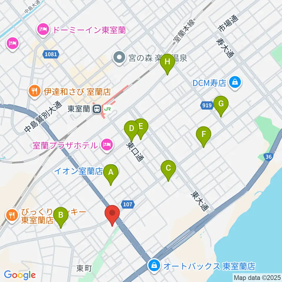 ディノスシネマズ室蘭周辺のカフェ一覧地図