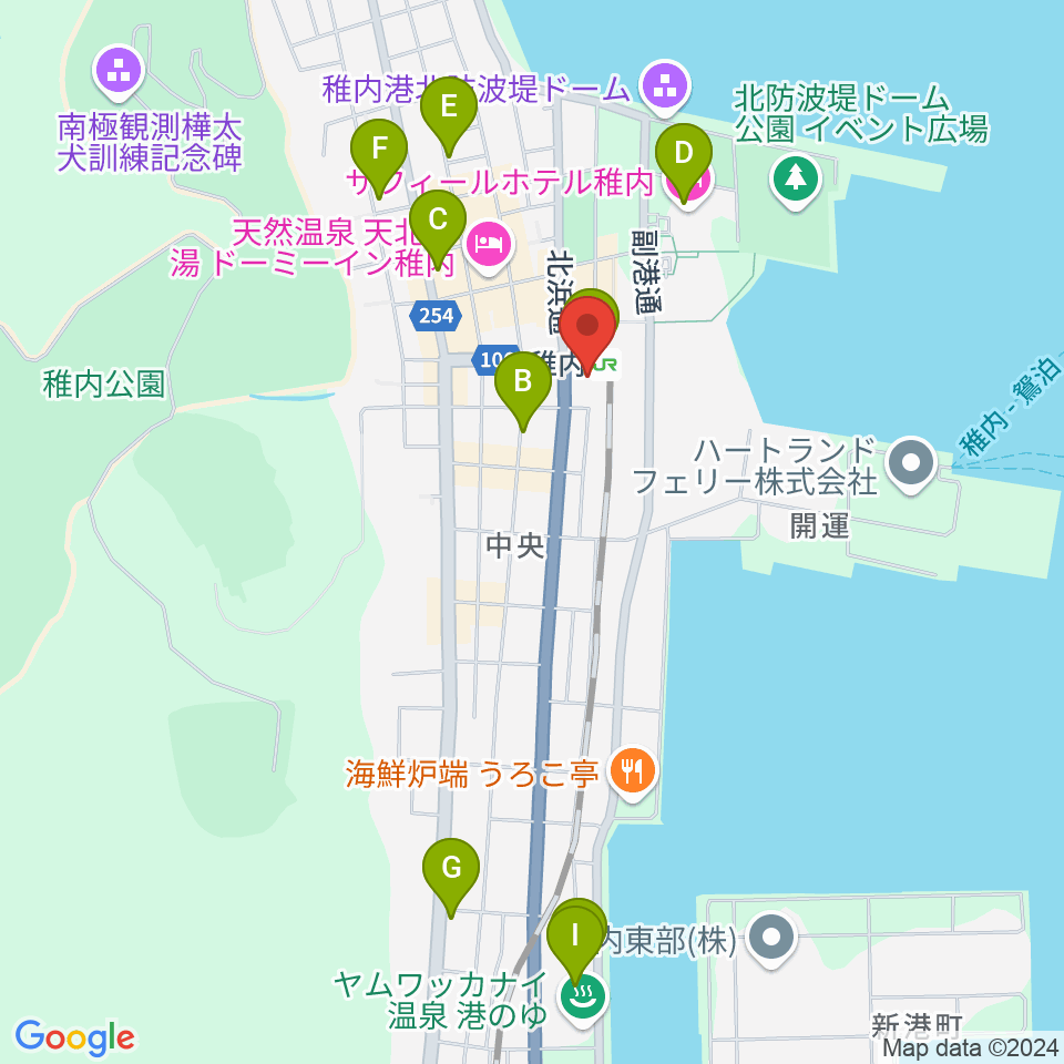 T・ジョイ稚内周辺のカフェ一覧地図