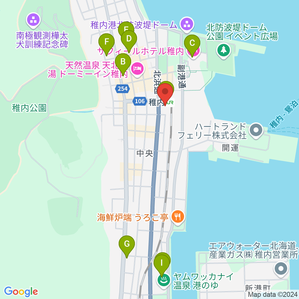 T・ジョイ稚内周辺のカフェ一覧地図