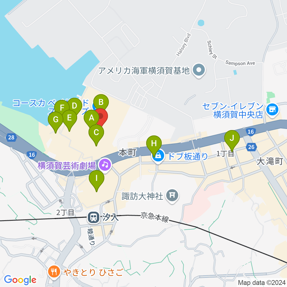 横須賀HUMAXシネマズ周辺のカフェ一覧地図