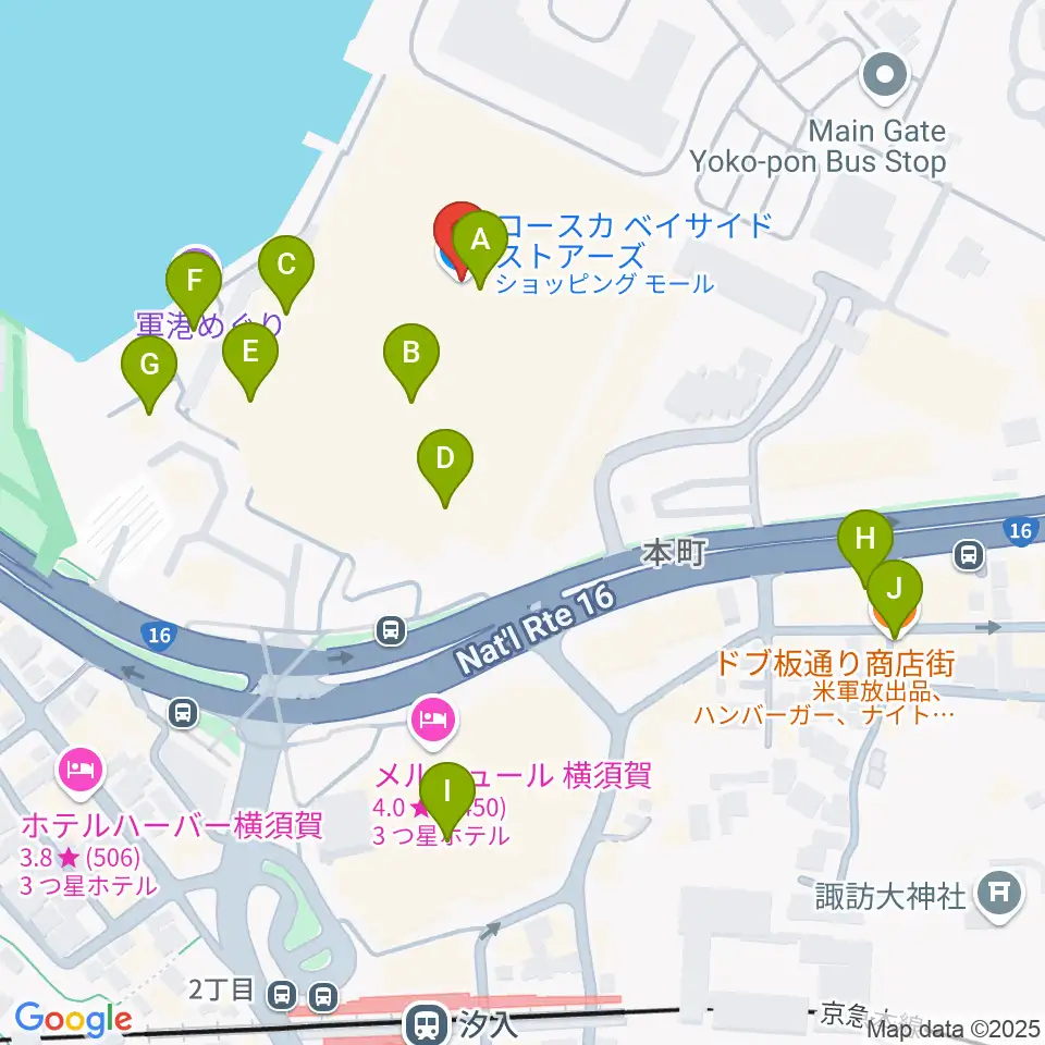 横須賀HUMAXシネマズ周辺のカフェ一覧地図
