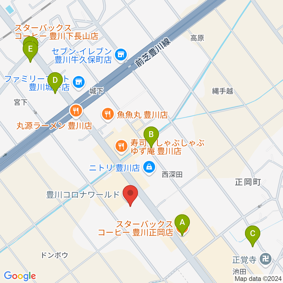 シネマワールド豊川周辺のカフェ一覧地図