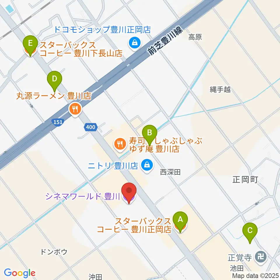 シネマワールド豊川周辺のカフェ一覧地図