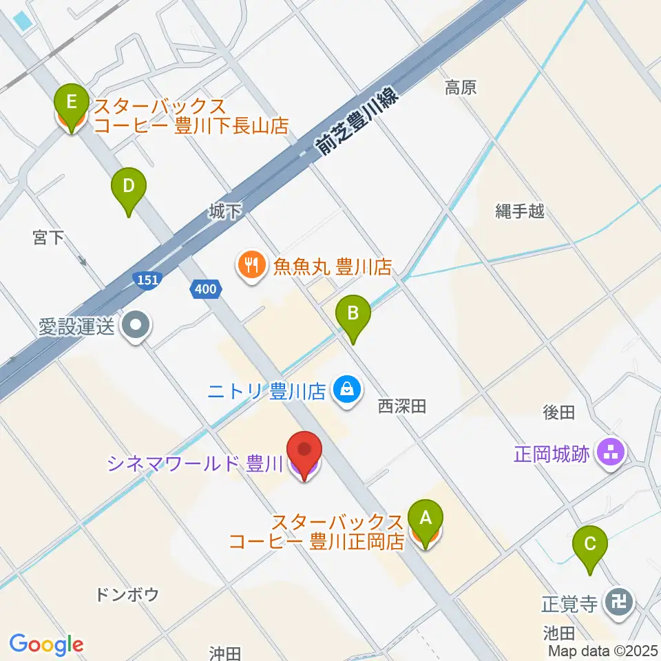 シネマワールド豊川周辺のカフェ一覧地図