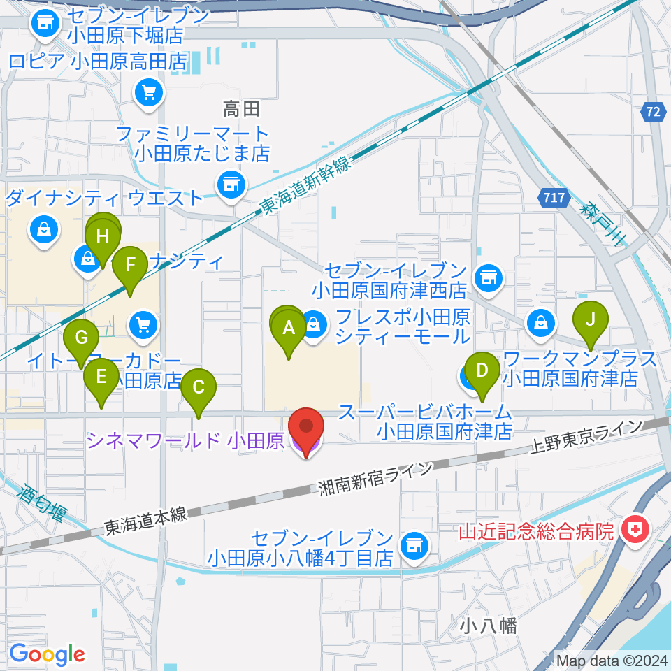 シネマワールド小田原周辺のカフェ一覧地図