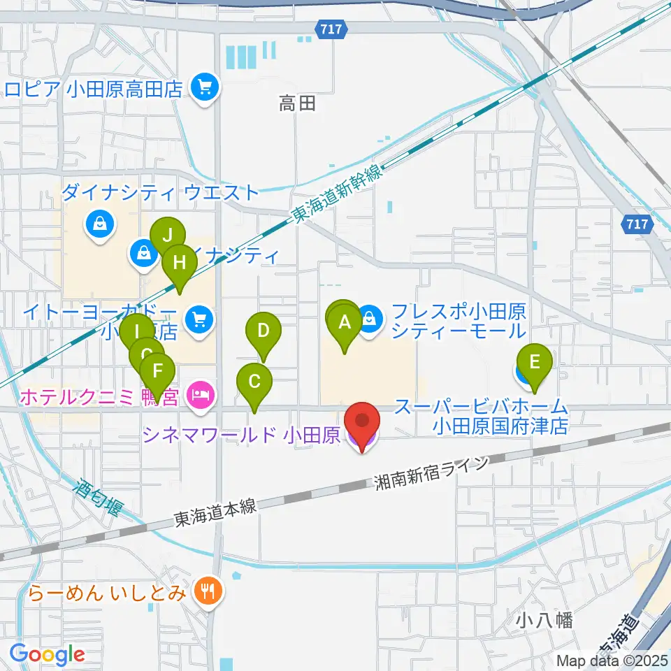 シネマワールド小田原周辺のカフェ一覧地図