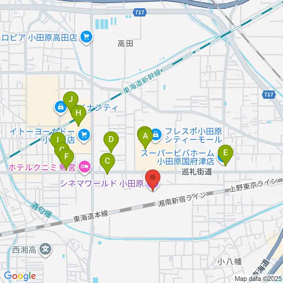シネマワールド小田原周辺のカフェ一覧地図