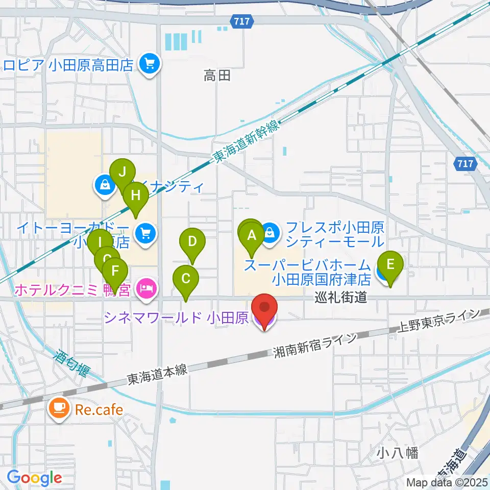 シネマワールド小田原周辺のカフェ一覧地図