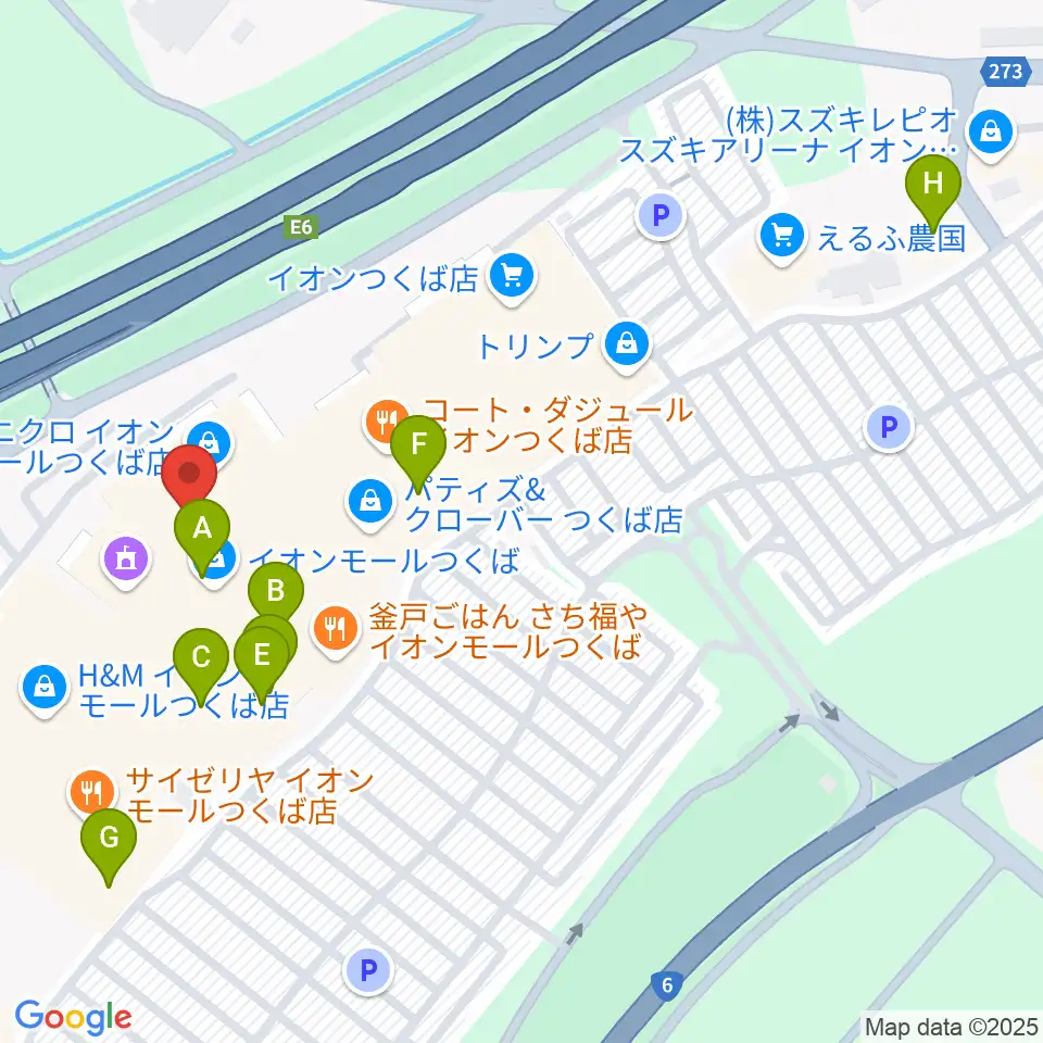 USシネマつくば周辺のカフェ一覧地図