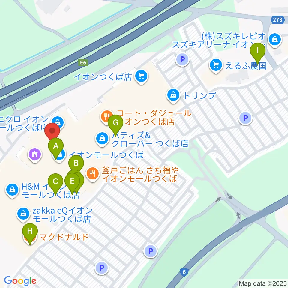 USシネマつくば周辺のカフェ一覧地図