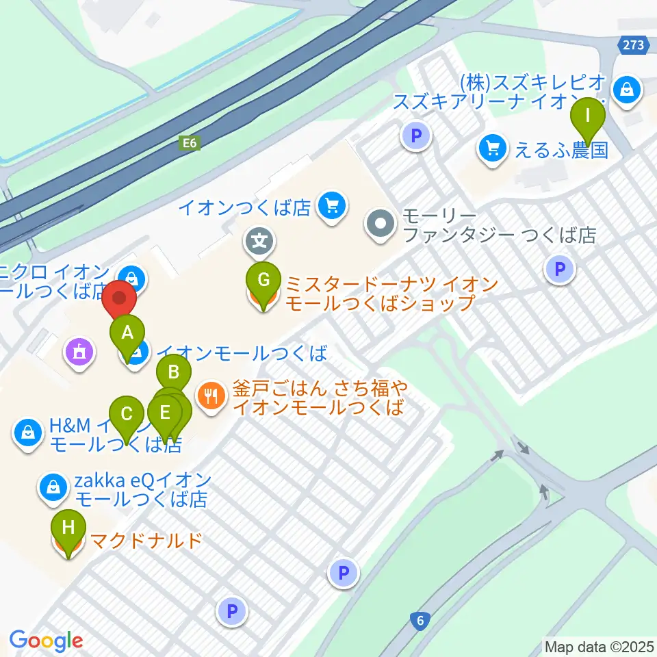USシネマつくば周辺のカフェ一覧地図