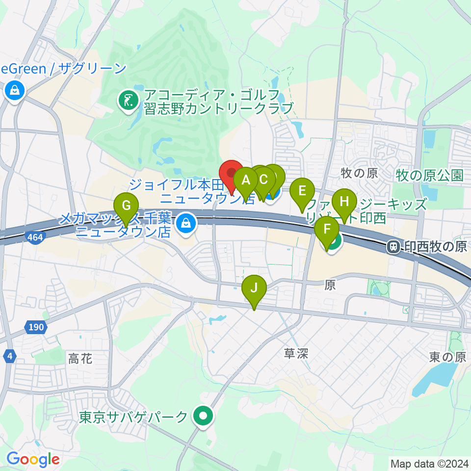 USシネマ千葉ニュータウン周辺のカフェ一覧地図