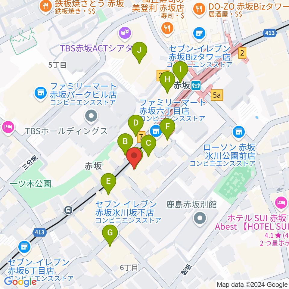 赤坂Kei周辺のカフェ一覧地図