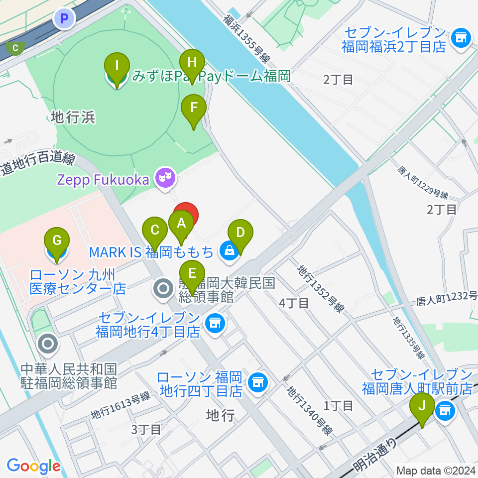 ユナイテッド・シネマ福岡ももち周辺のカフェ一覧地図