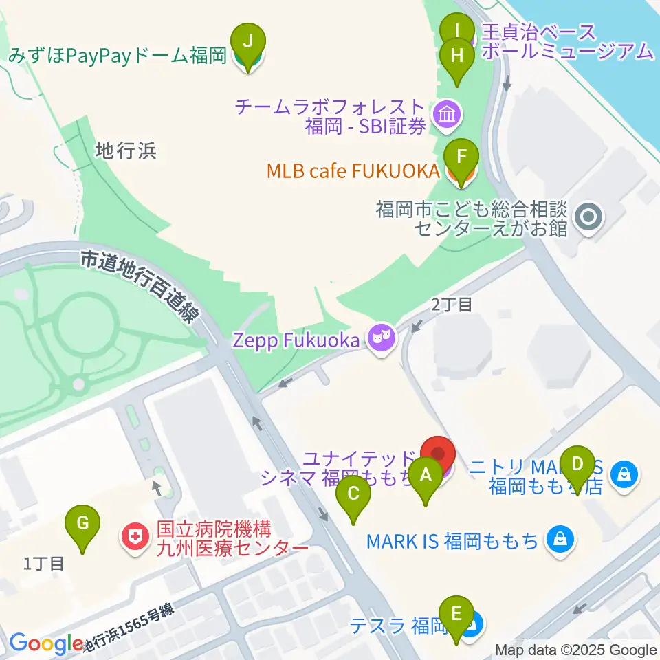 ユナイテッド・シネマ福岡ももち周辺のカフェ一覧地図