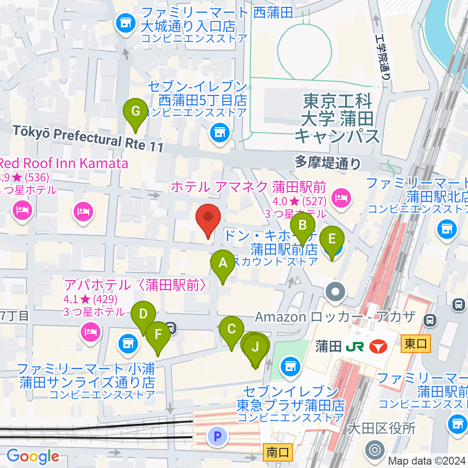 KAMATAぶらぶら周辺のカフェ一覧地図