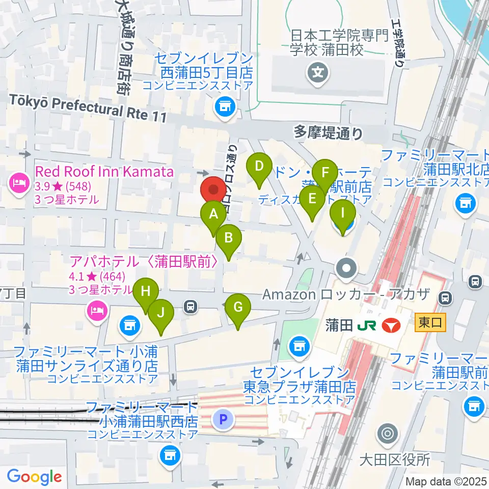 KAMATAぶらぶら周辺のカフェ一覧地図