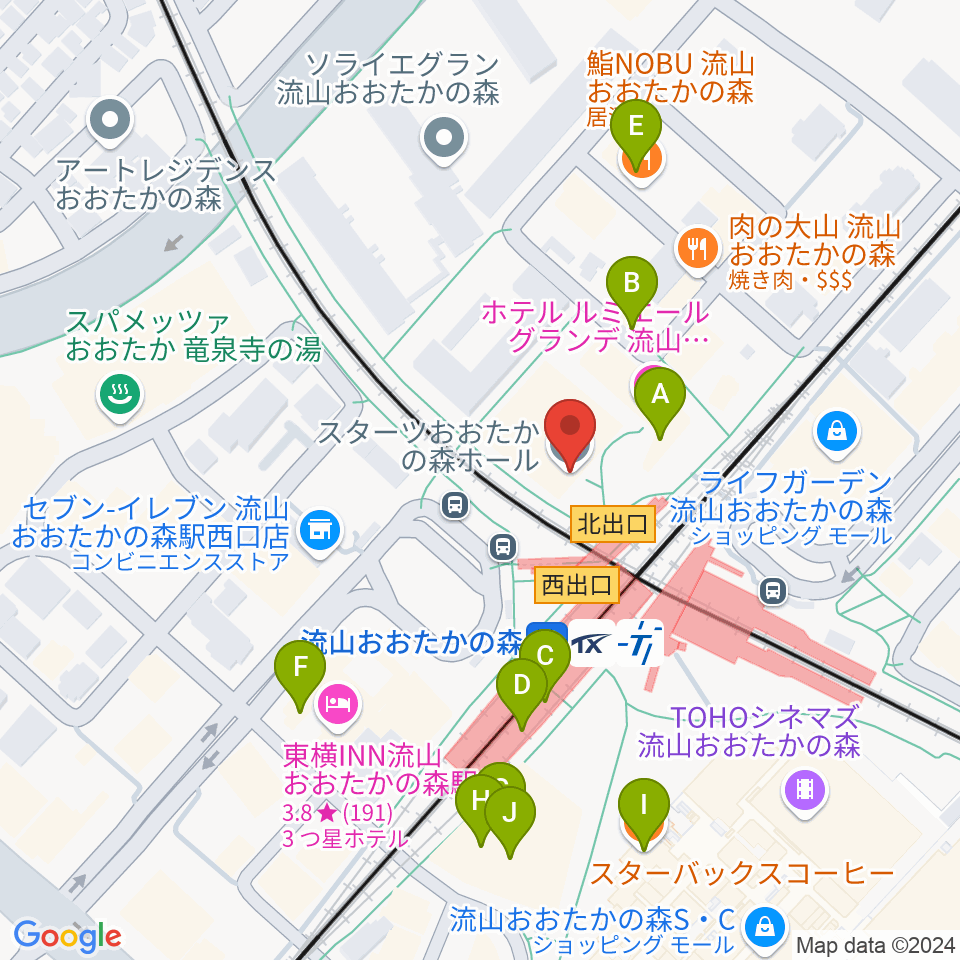 スターツおおたかの森ホール周辺のカフェ一覧地図