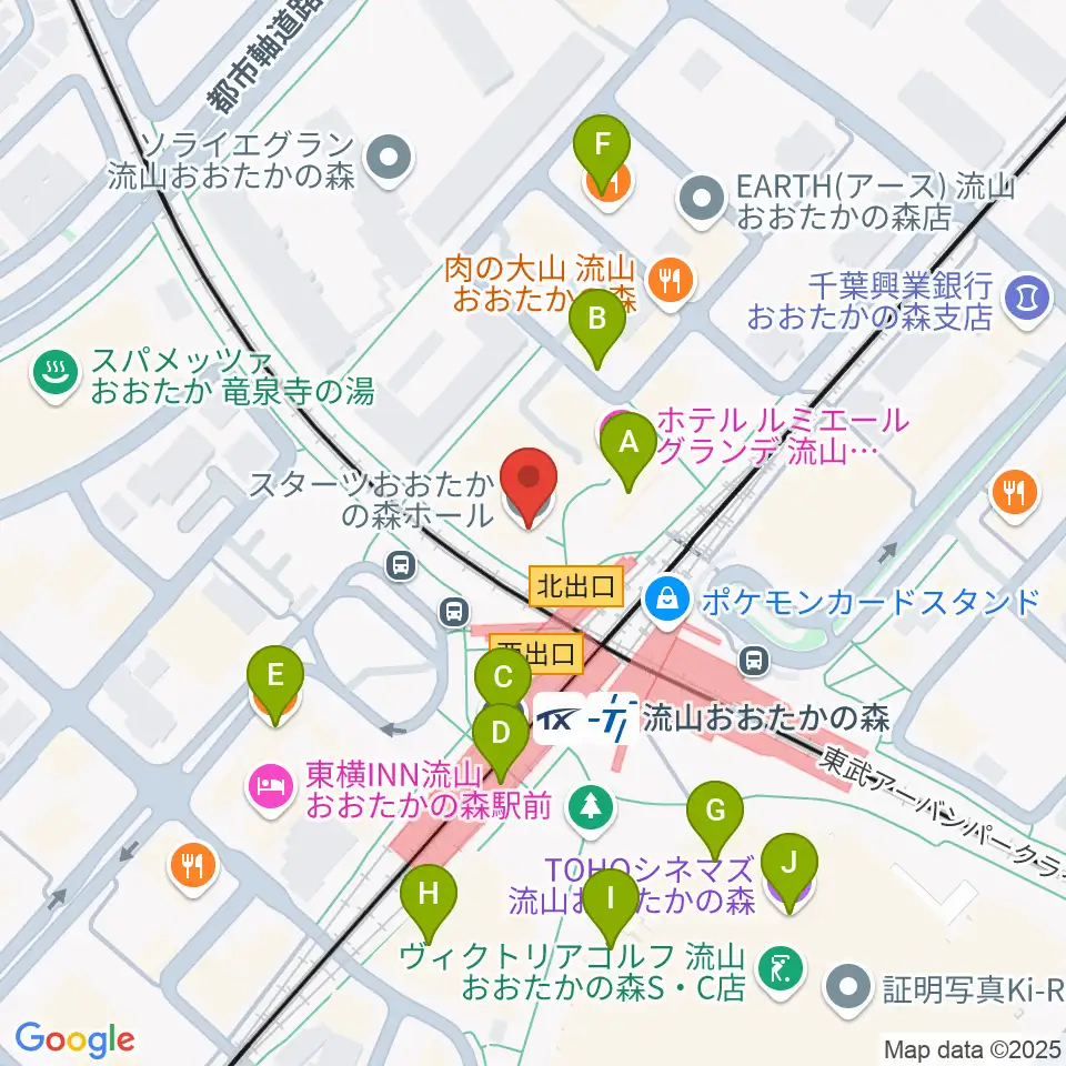 スターツおおたかの森ホール周辺のカフェ一覧地図
