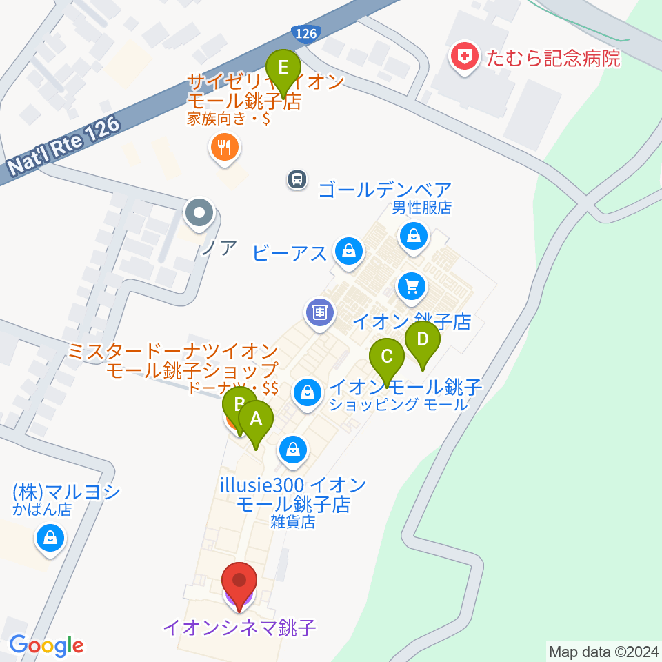 イオンシネマ銚子周辺のカフェ一覧地図