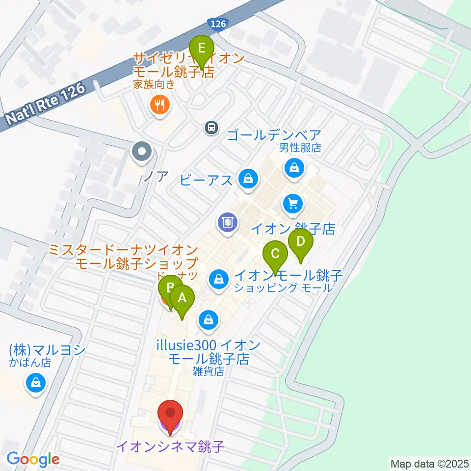イオンシネマ銚子周辺のカフェ一覧地図