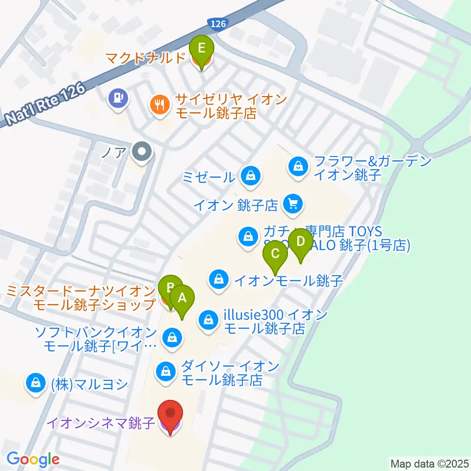 イオンシネマ銚子周辺のカフェ一覧地図