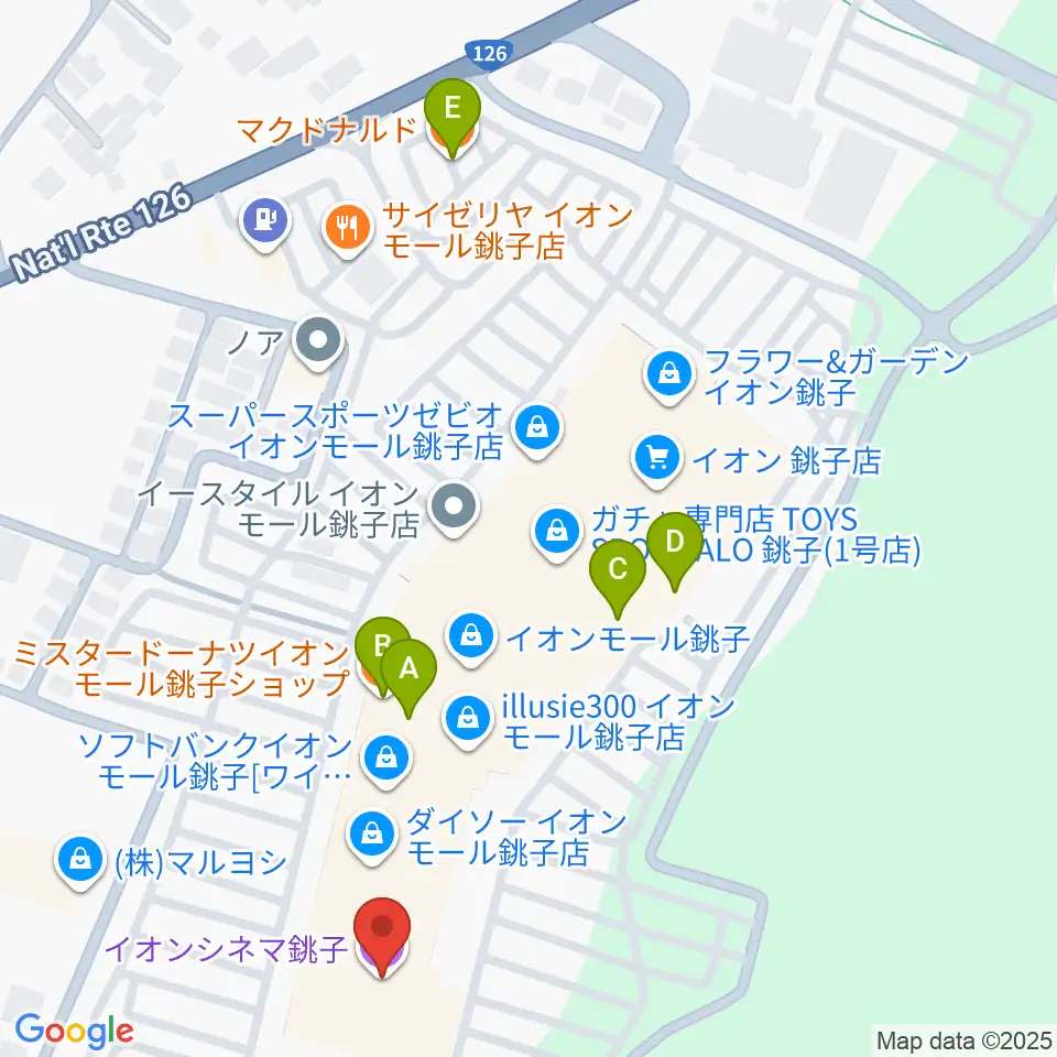 イオンシネマ銚子周辺のカフェ一覧地図