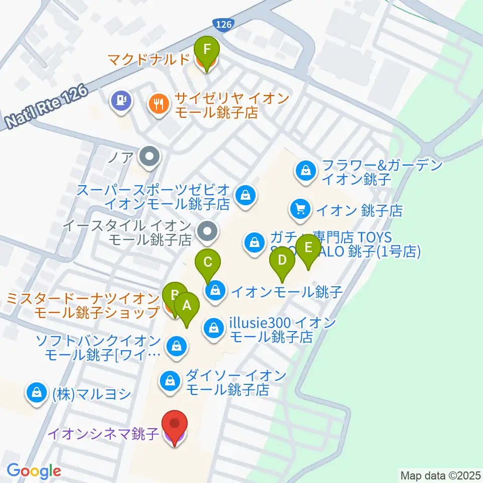 イオンシネマ銚子周辺のカフェ一覧地図