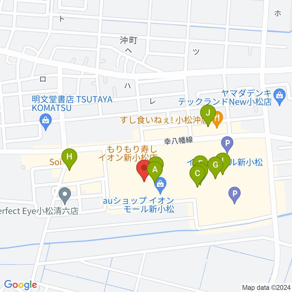イオンシネマ新小松周辺のカフェ一覧地図
