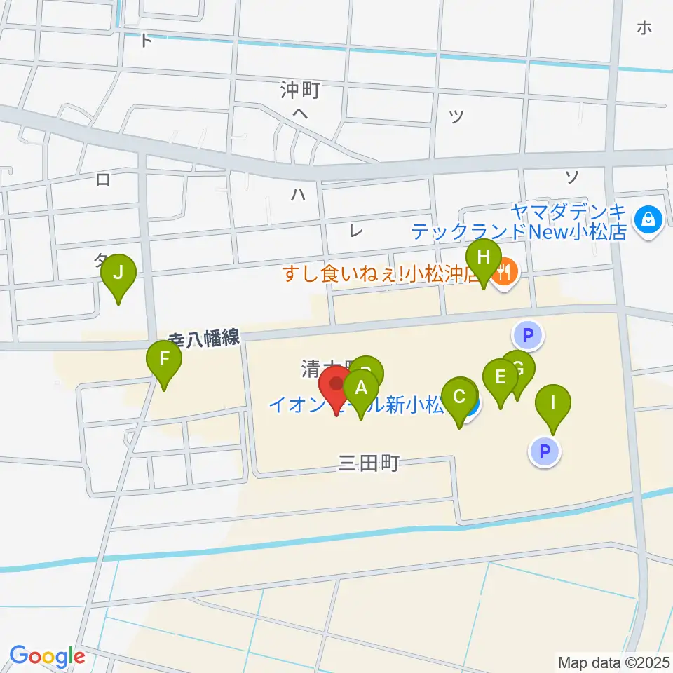 イオンシネマ新小松周辺のカフェ一覧地図