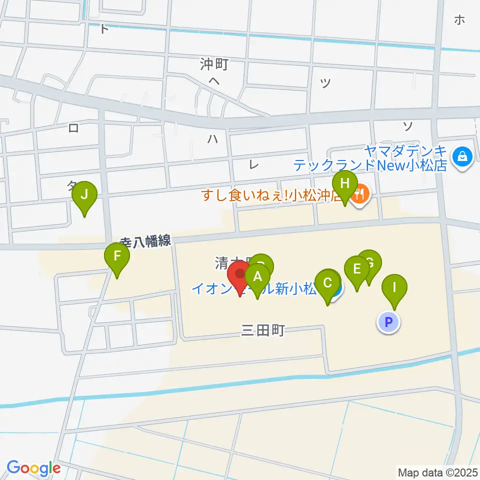 イオンシネマ新小松周辺のカフェ一覧地図