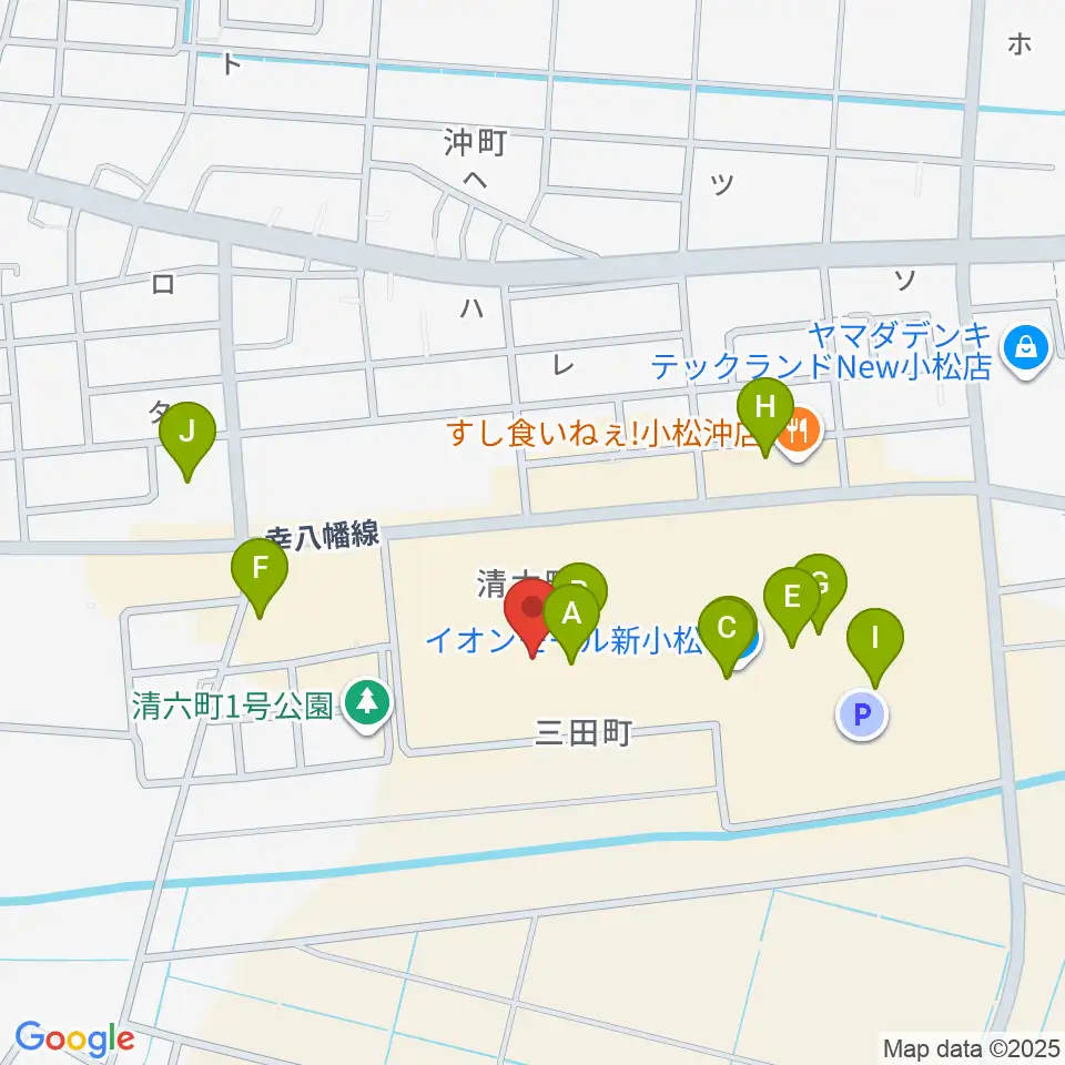 イオンシネマ新小松周辺のカフェ一覧地図
