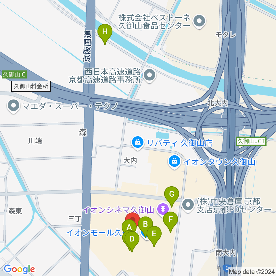 イオンシネマ久御山周辺のカフェ一覧地図