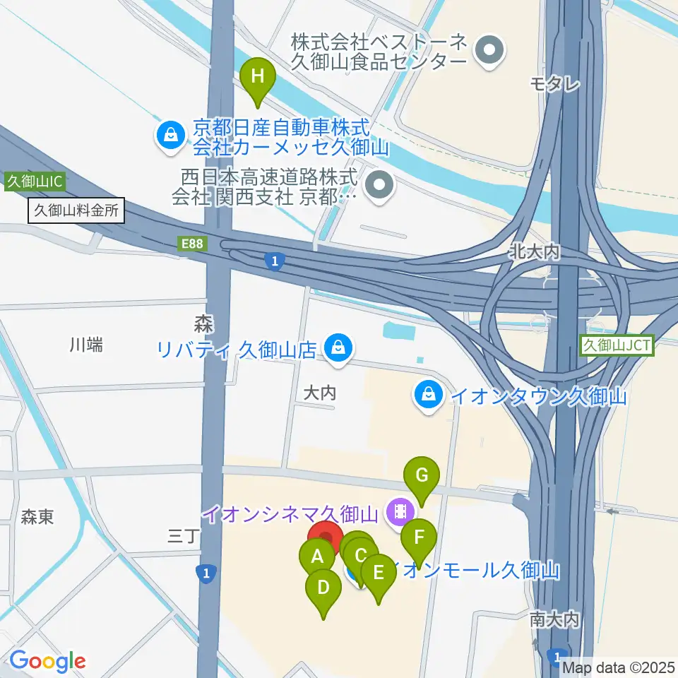 イオンシネマ久御山周辺のカフェ一覧地図