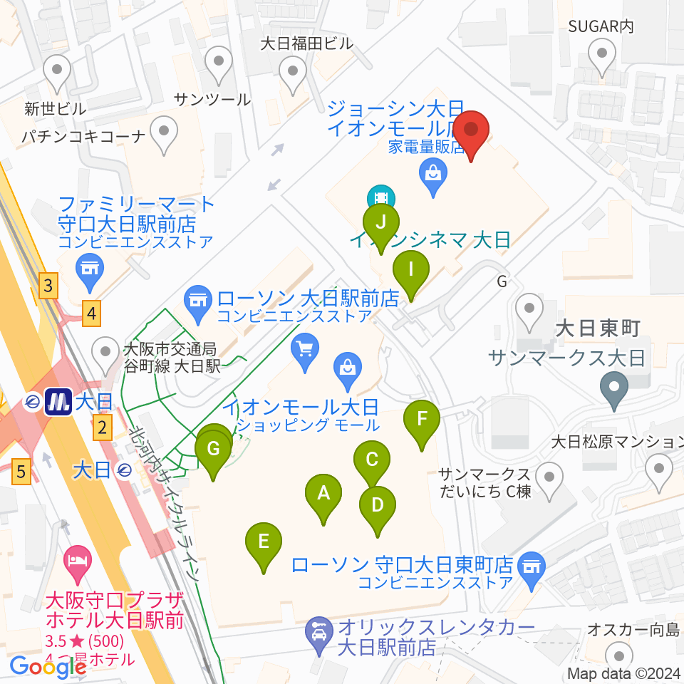 イオンシネマ大日周辺のカフェ一覧地図