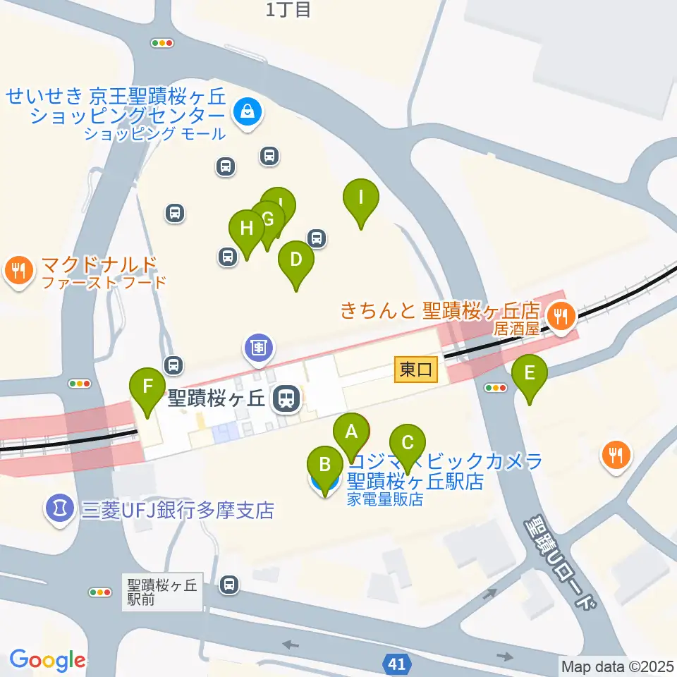 せいせきアウラホール周辺のカフェ一覧地図