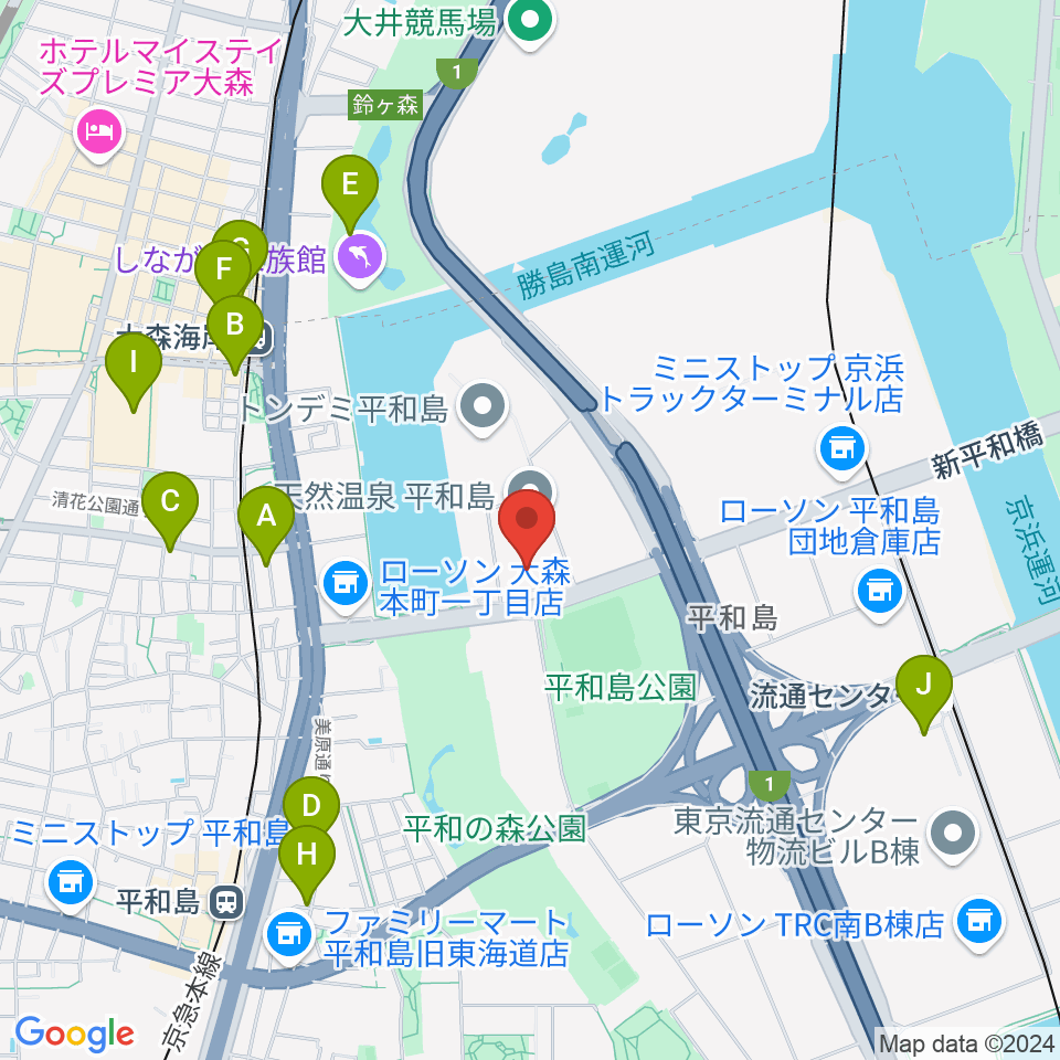 シネマサンシャイン平和島周辺のカフェ一覧地図