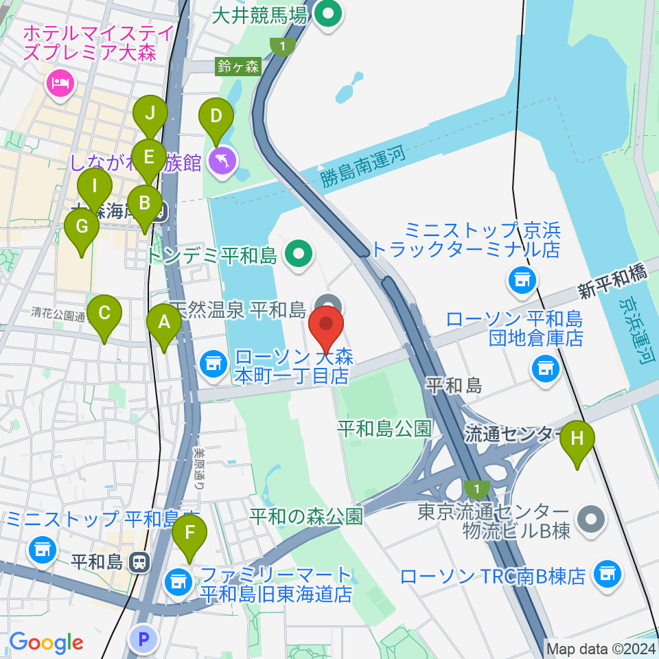 シネマサンシャイン平和島周辺のカフェ一覧地図