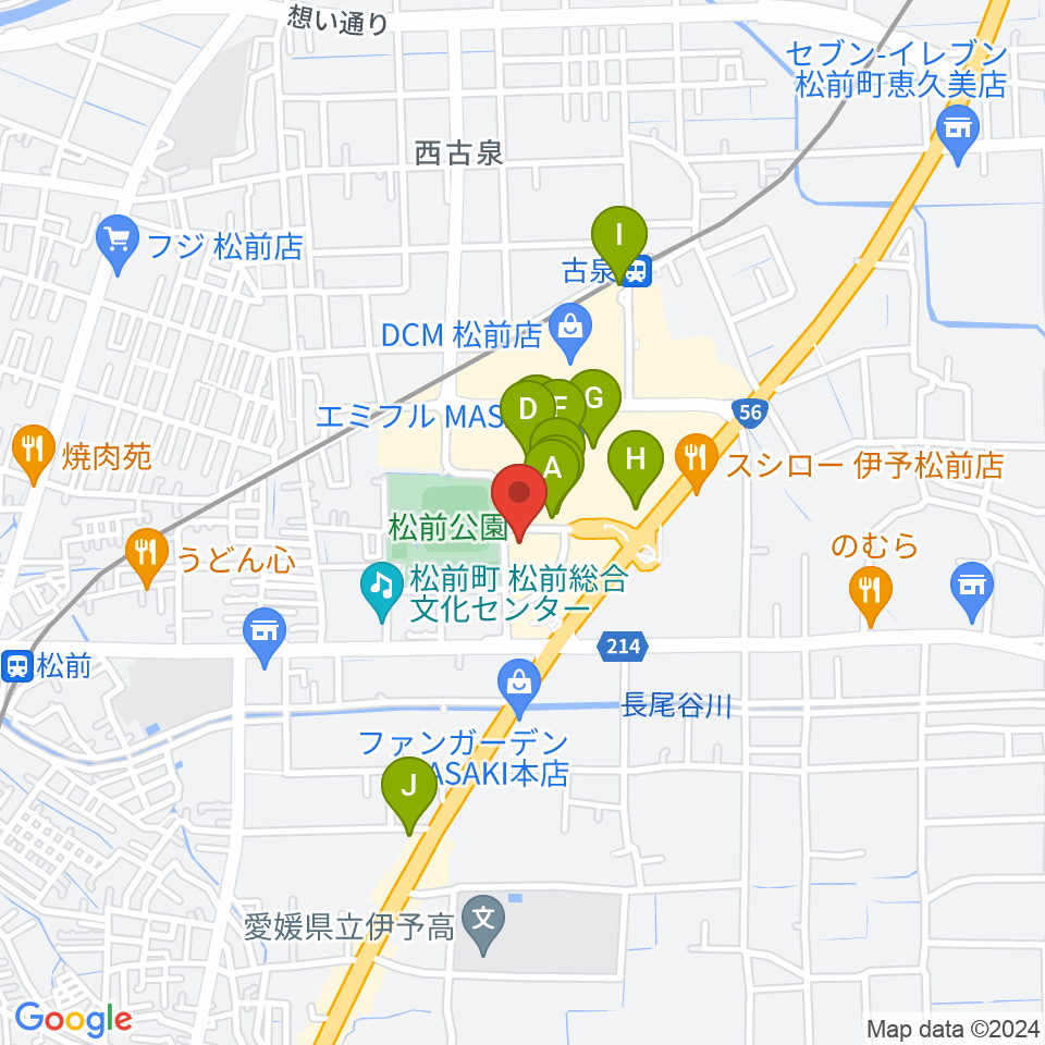 シネマサンシャインエミフルMASAKI周辺のカフェ一覧地図