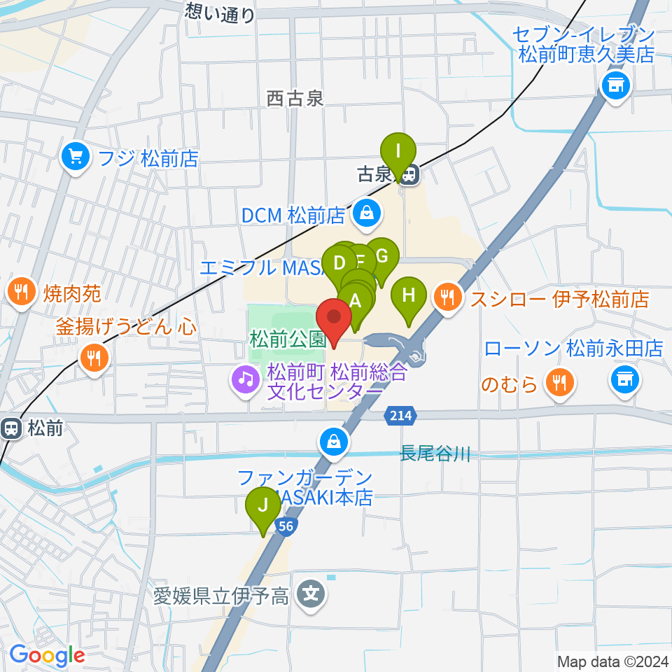 シネマサンシャインエミフルMASAKI周辺のカフェ一覧地図