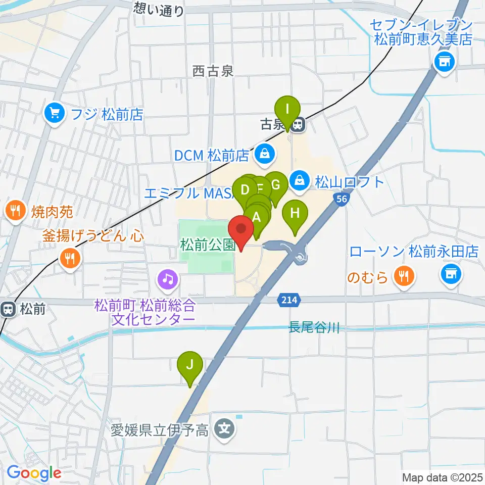 シネマサンシャインエミフルMASAKI周辺のカフェ一覧地図
