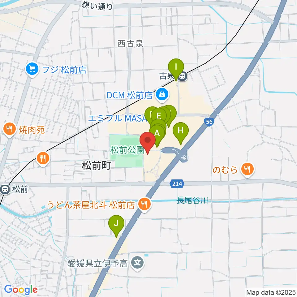 シネマサンシャインエミフルMASAKI周辺のカフェ一覧地図