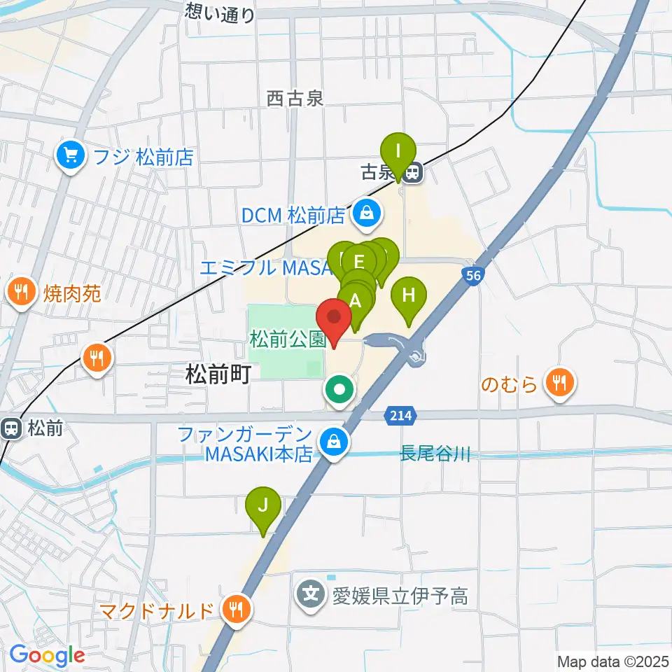 シネマサンシャインエミフルMASAKI周辺のカフェ一覧地図