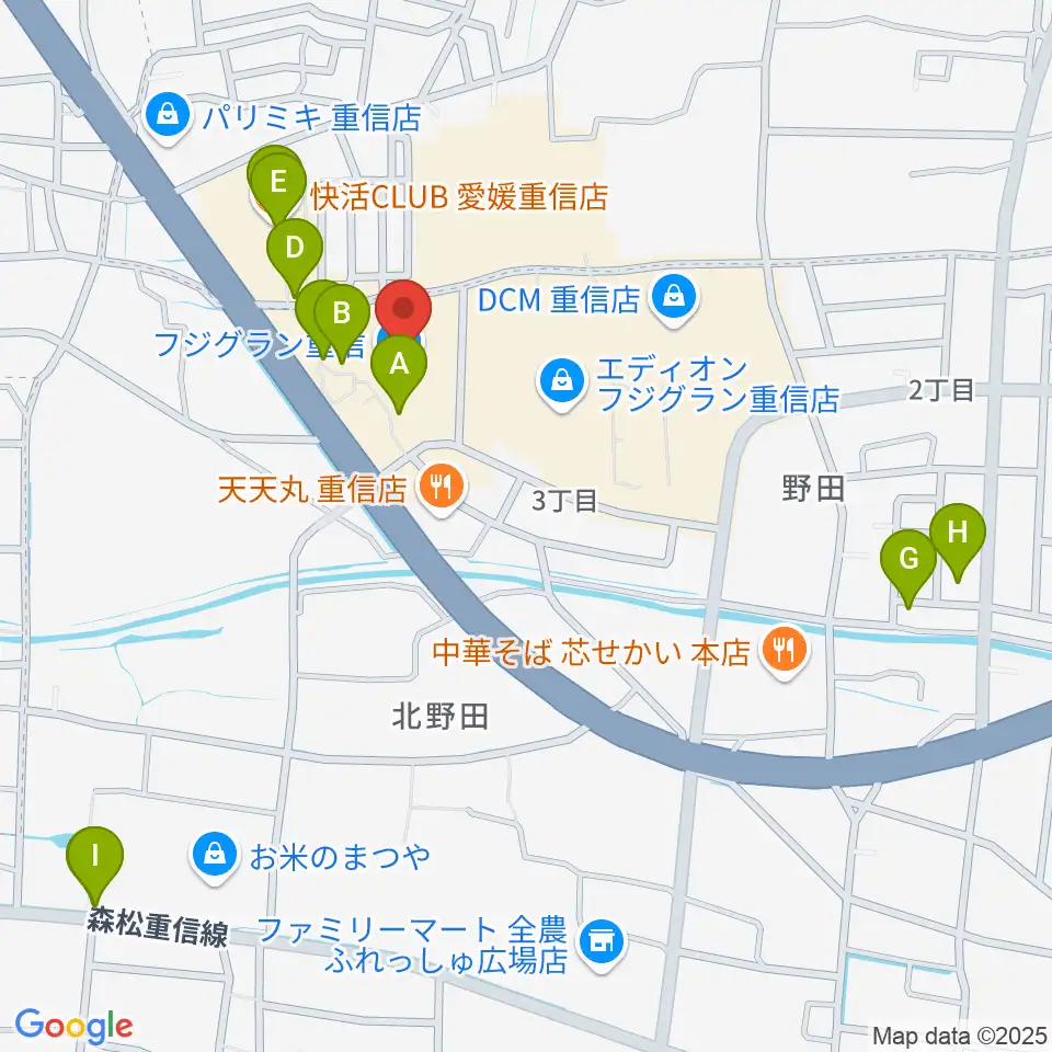 シネマサンシャイン重信周辺のカフェ一覧地図