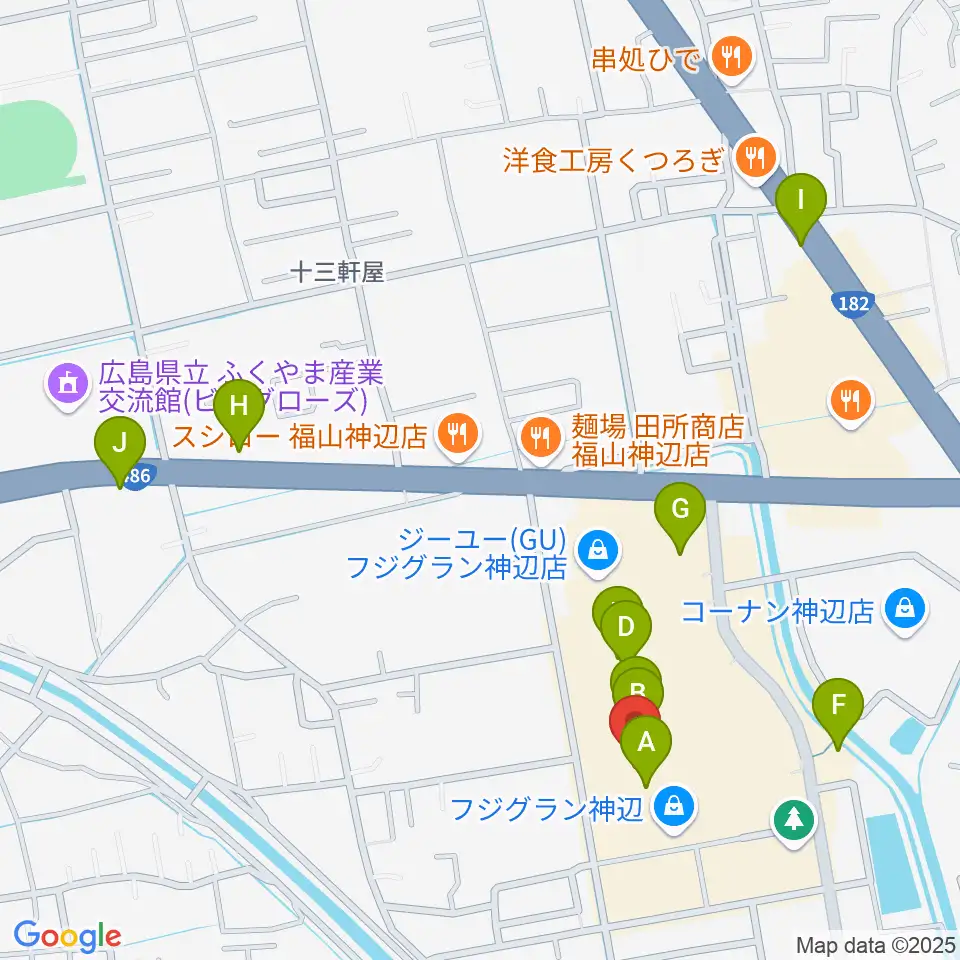福山エーガル8シネマズ周辺のカフェ一覧地図